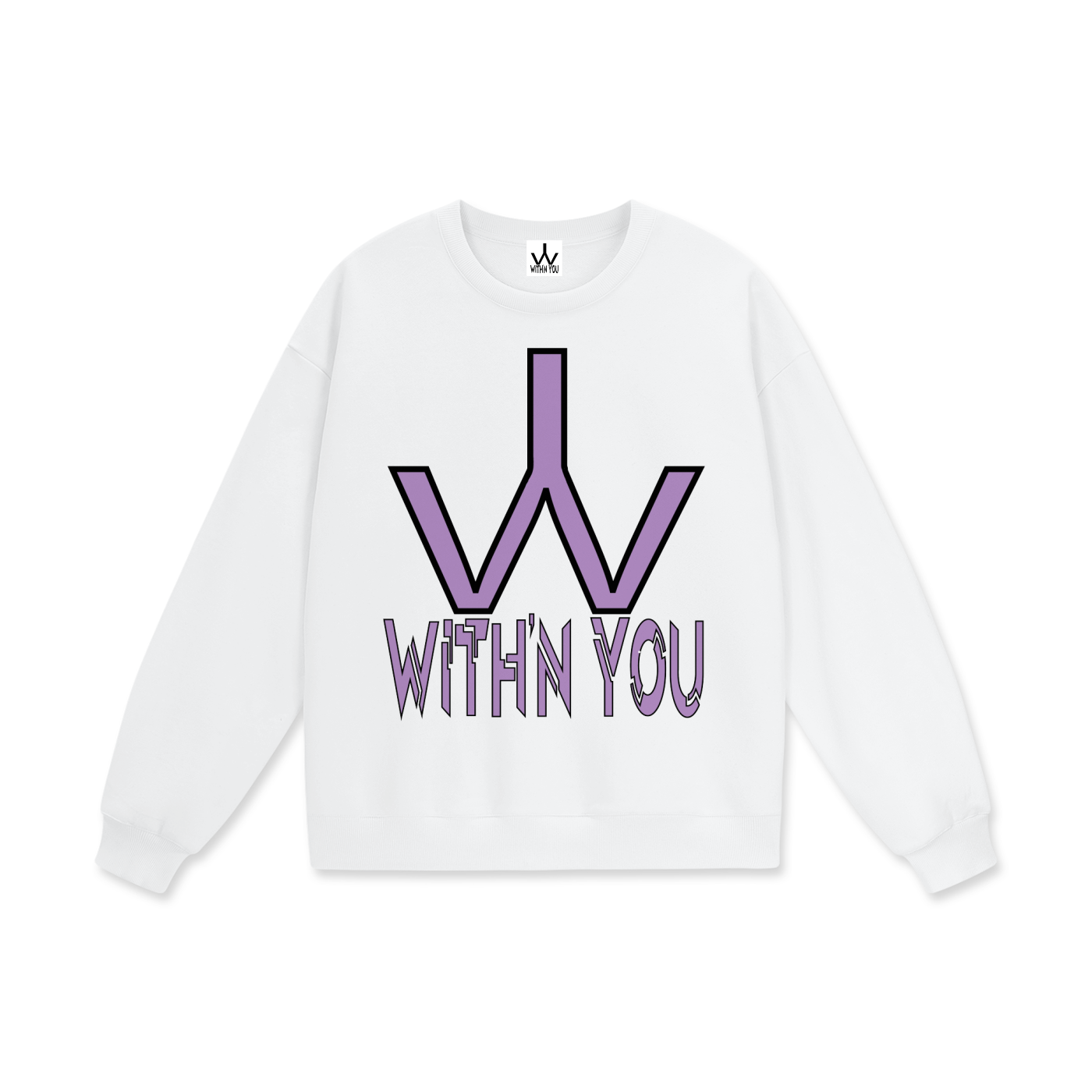 "WITH'N YOU" LOGO - BLACK/PURPLE - Heavyweight Drop Shoulder Sweatshirt