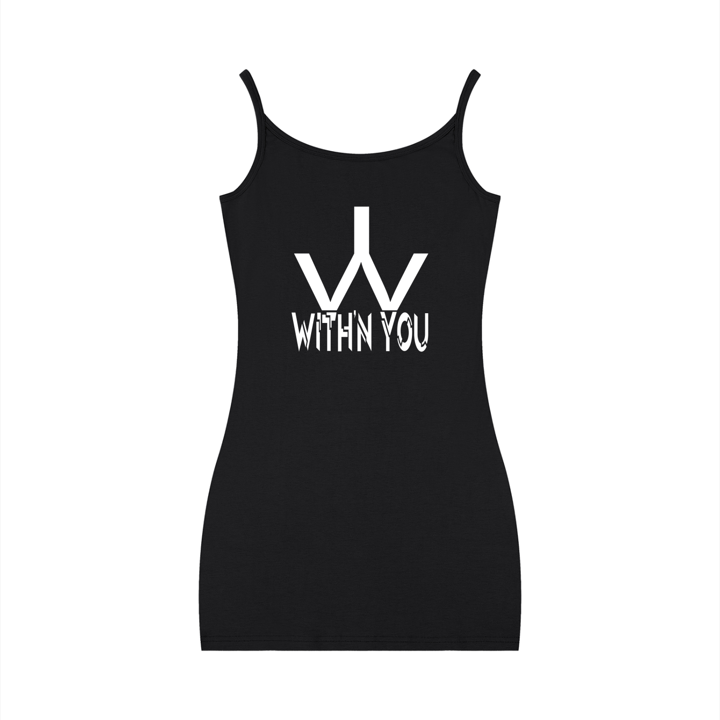 "WITH'N YOU" LOGO - WHITE - Women's Solid Tight Sleeveless Dress