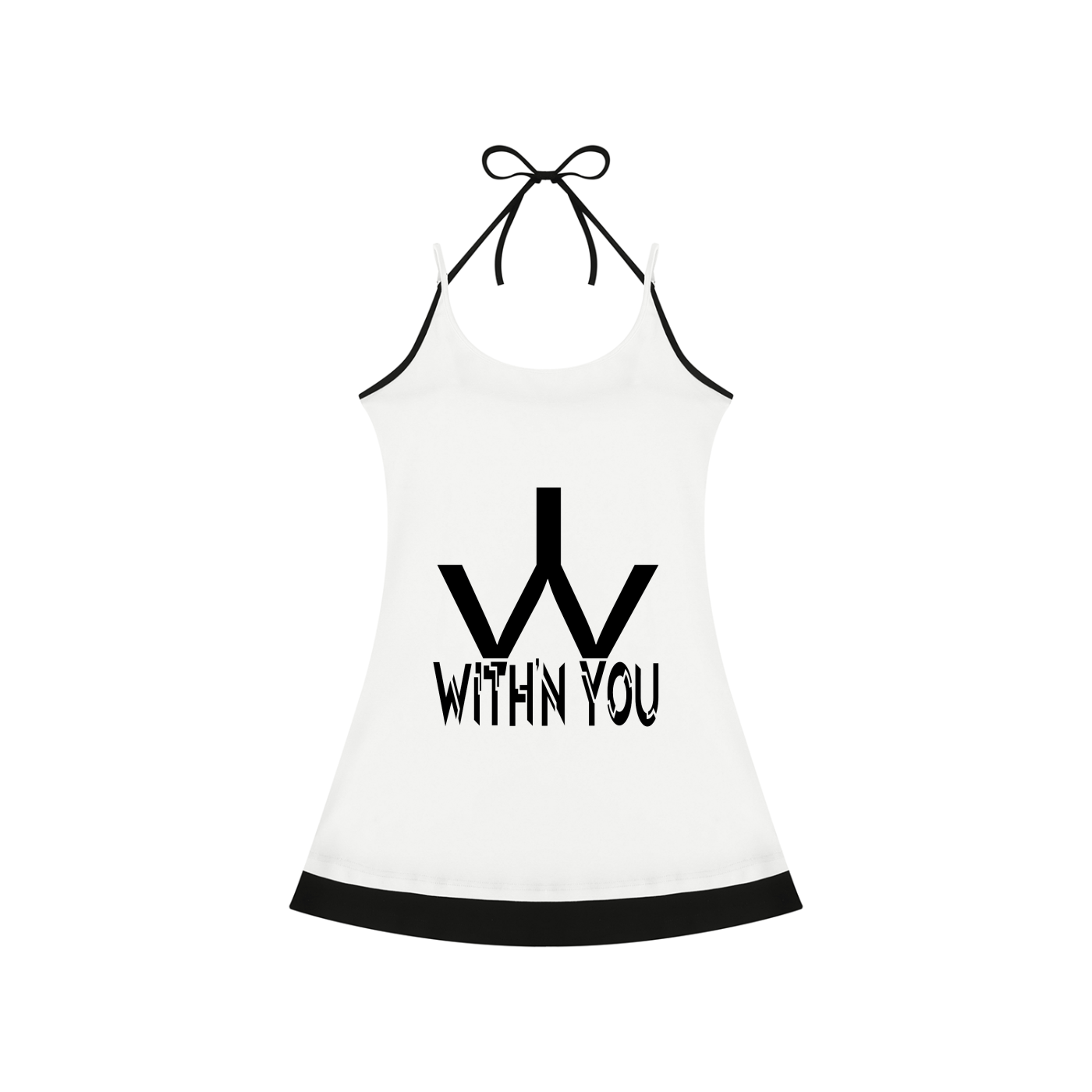 "WITH'N YOU" LOGO - WHITE - Women’s Color Block Sleeveless Dress
