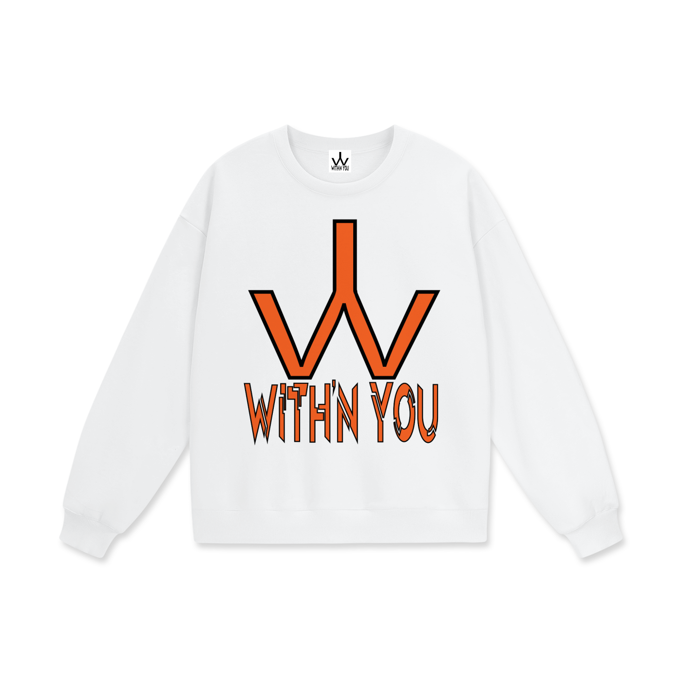 "WITH'N YOU" LOGO - BLACK/ORANGE - Heavyweight Drop Shoulder Sweatshirt