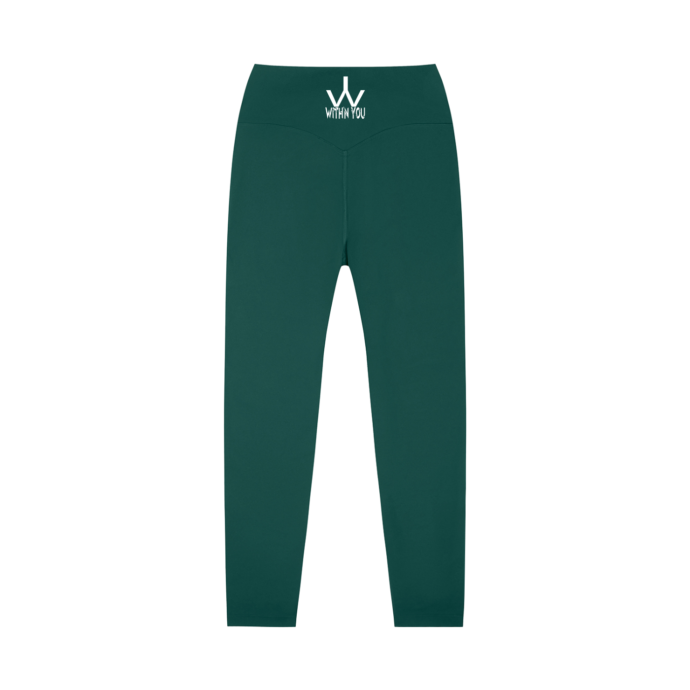 "WITH'N YOU" LOGO - WHITE - High-Waisted Yoga Leggings