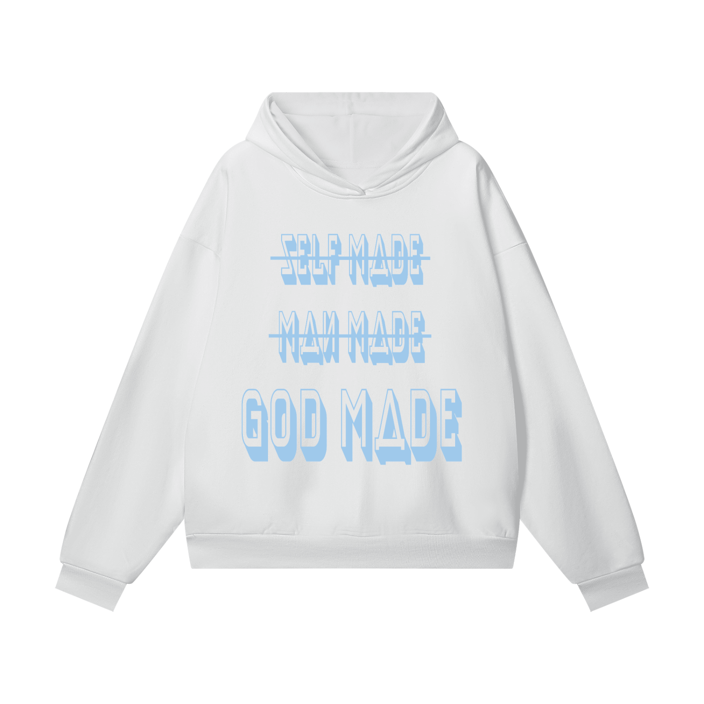 "GOD MADE" - CAROLINA BLUE - Heavyweight Hidden Pocket Fleece Hoodie