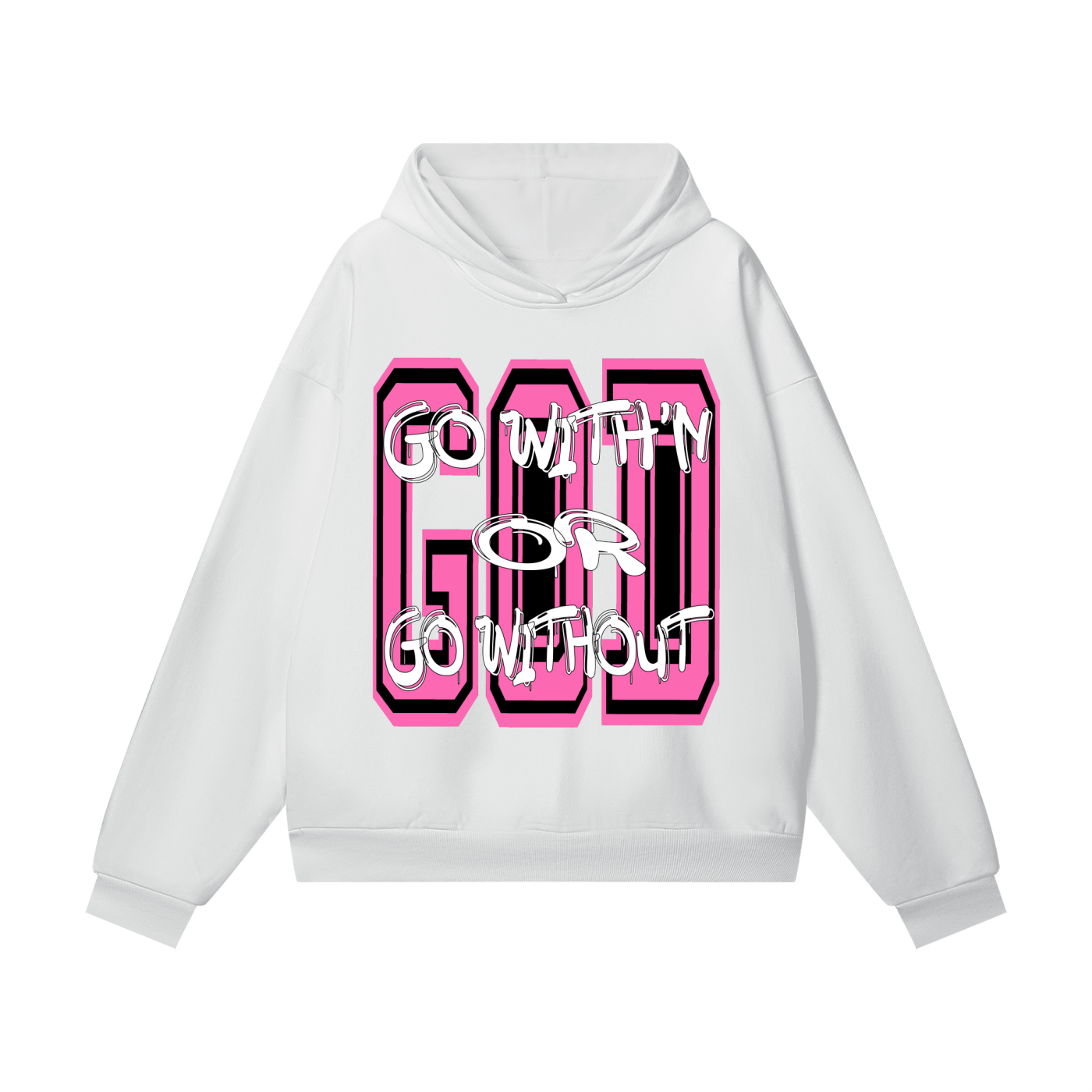 "GO WITH'N" - PINK - Heavyweight Hidden Pocket Fleece Hoodie