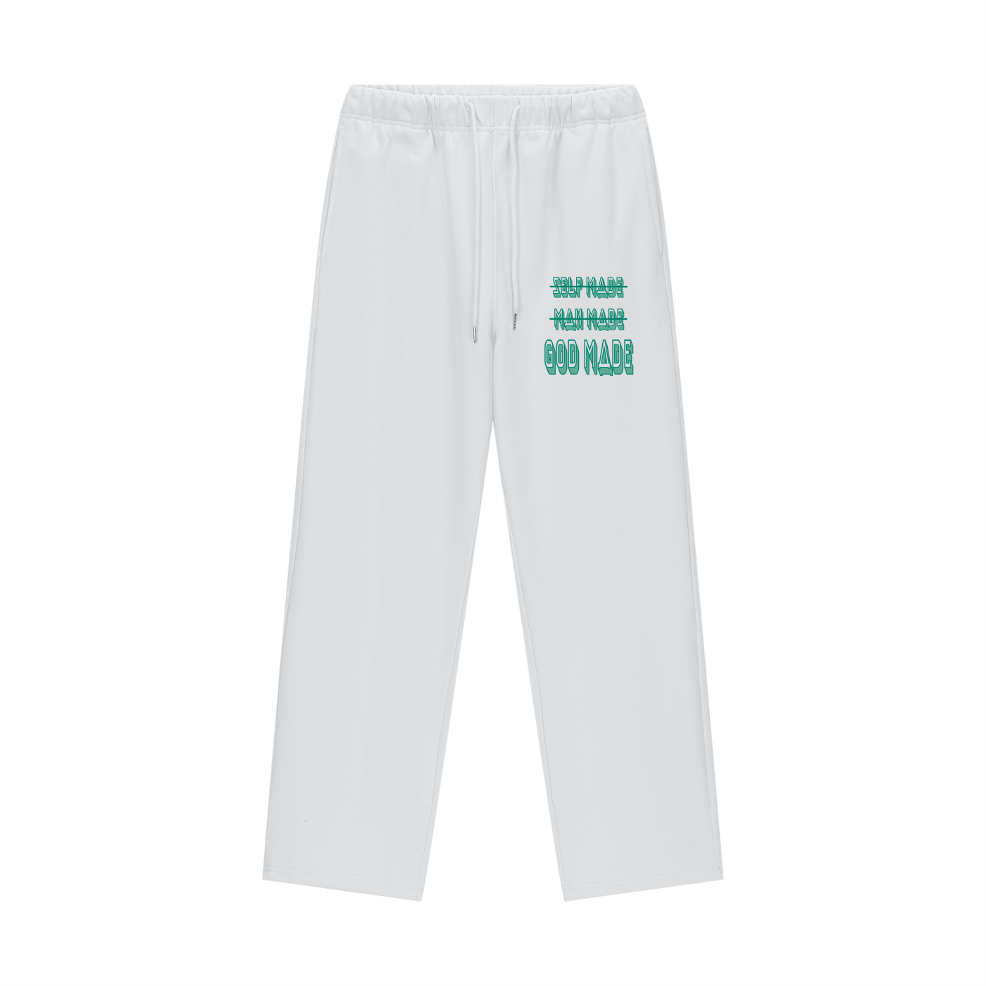"GOD MADE" - TEAL - Heavyweight Fleece Straight Leg Pants
