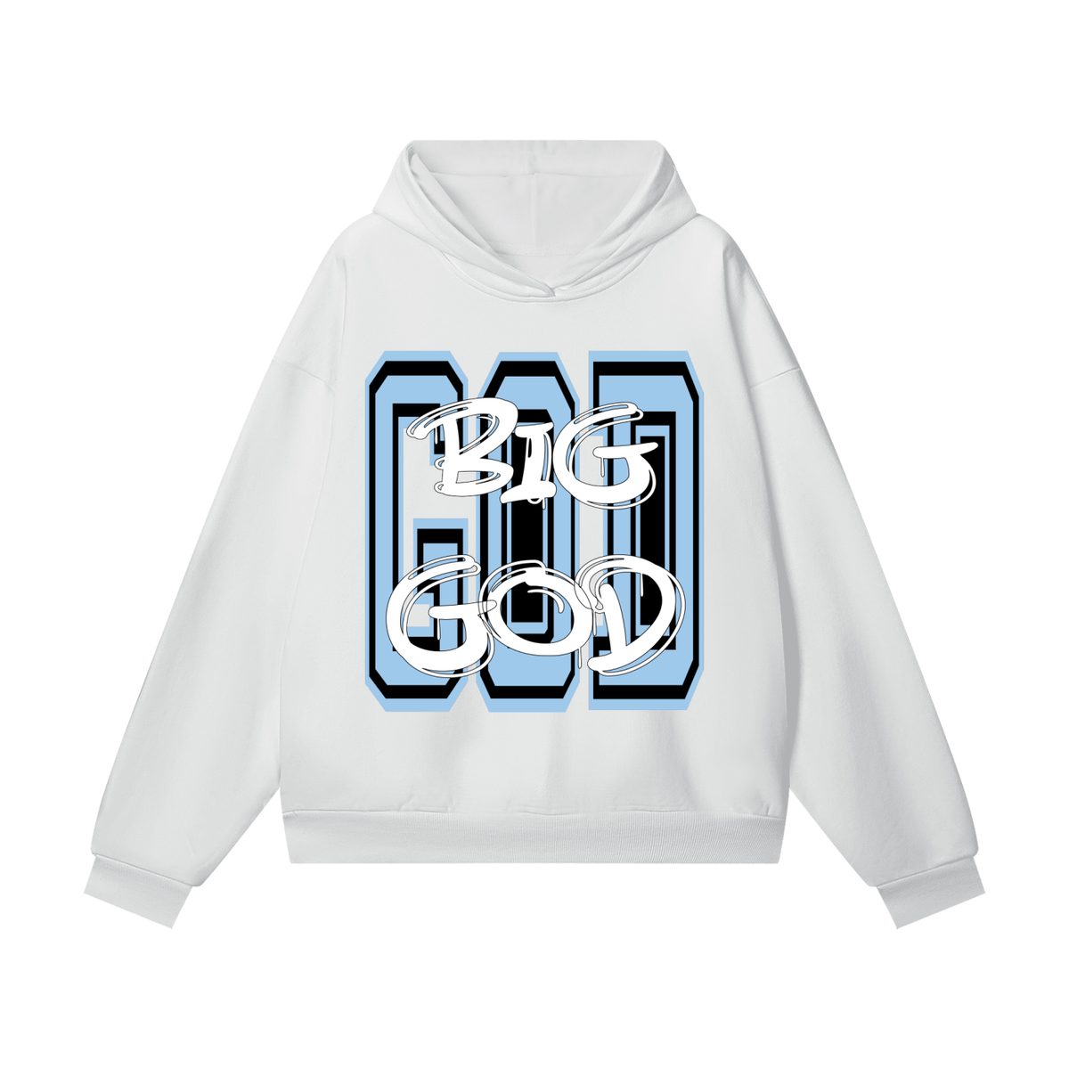 "BIG GOD" - CAROLINA BLUE - Heavyweight Hidden Pocket Fleece Hoodie