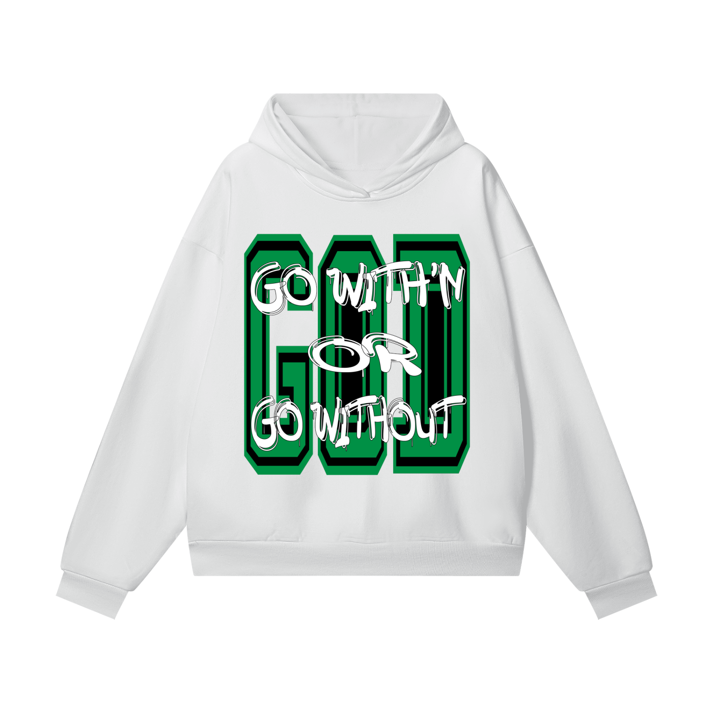 "GO WITH'N" - GREEN - Heavyweight Hidden Pocket Fleece Hoodie
