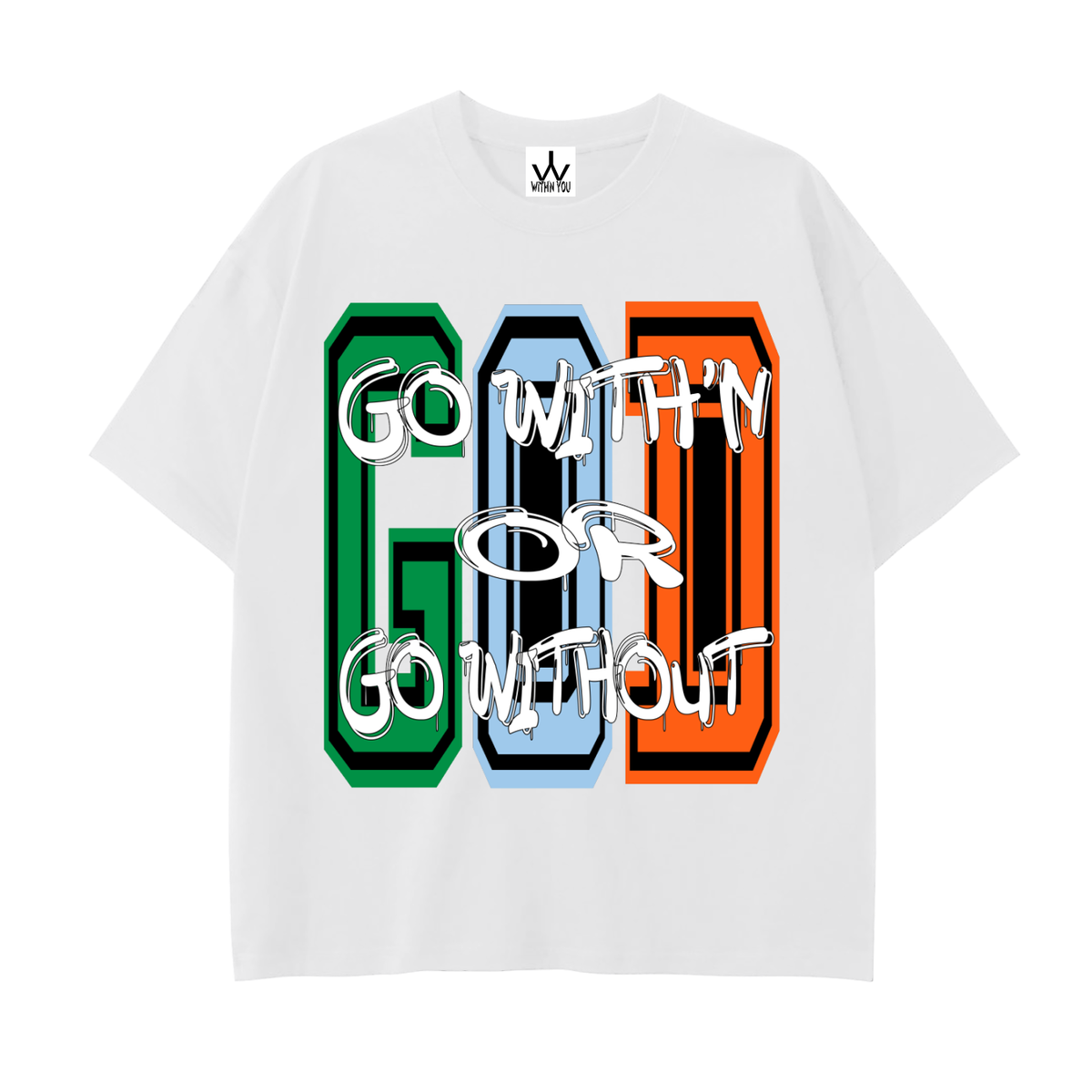 "GO WITH'N" - COLORS 2 - Drop Shoulder Cotton T-Shirt