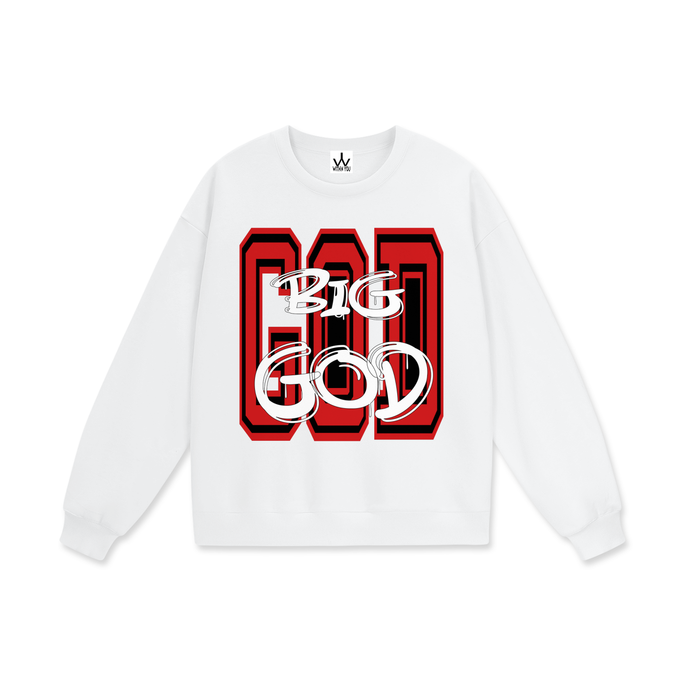 "BIG GOD" - RED - Heavyweight Drop Shoulder Sweatshirt