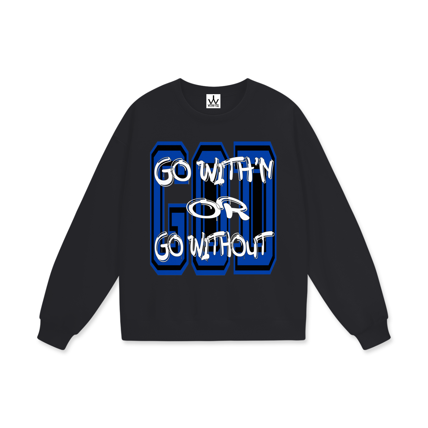 "GO WITH'N" - BLUE - Heavyweight Drop Shoulder Sweatshirt