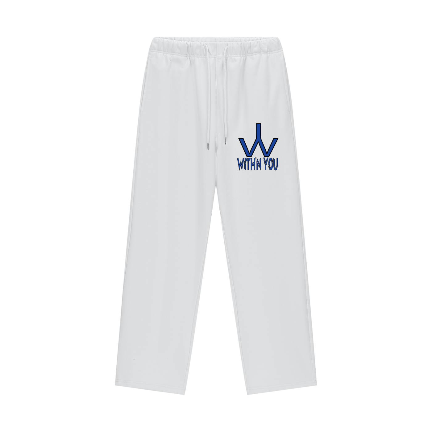 "WITH'N YOU" LOGO - BLACK/BLUE - Heavyweight Fleece Straight Leg Pants