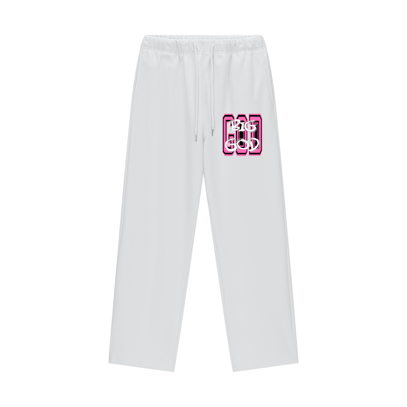 "BIG GOD" - PINK - Heavyweight Fleece Straight Leg Pants