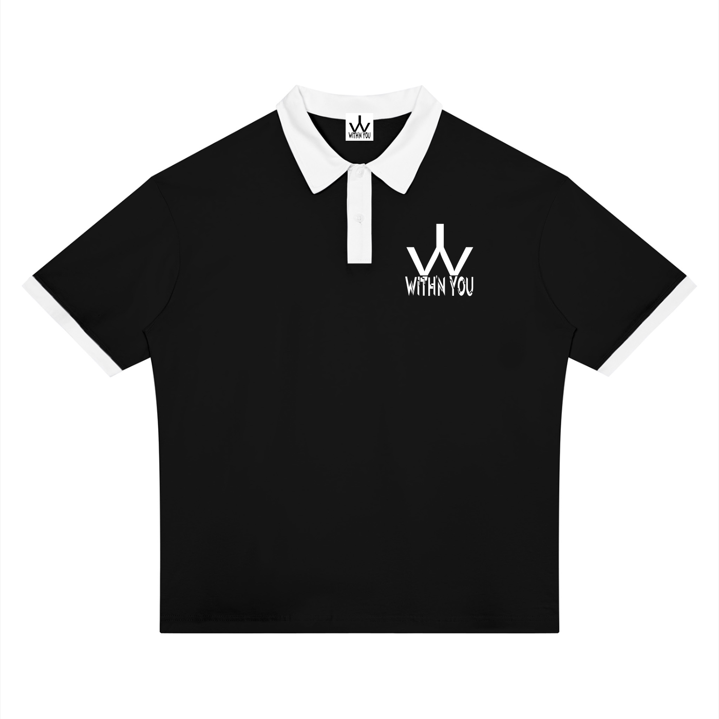 "WITH'N YOU" LOGO - WHITE - Unisex Color Block Polo Shirt