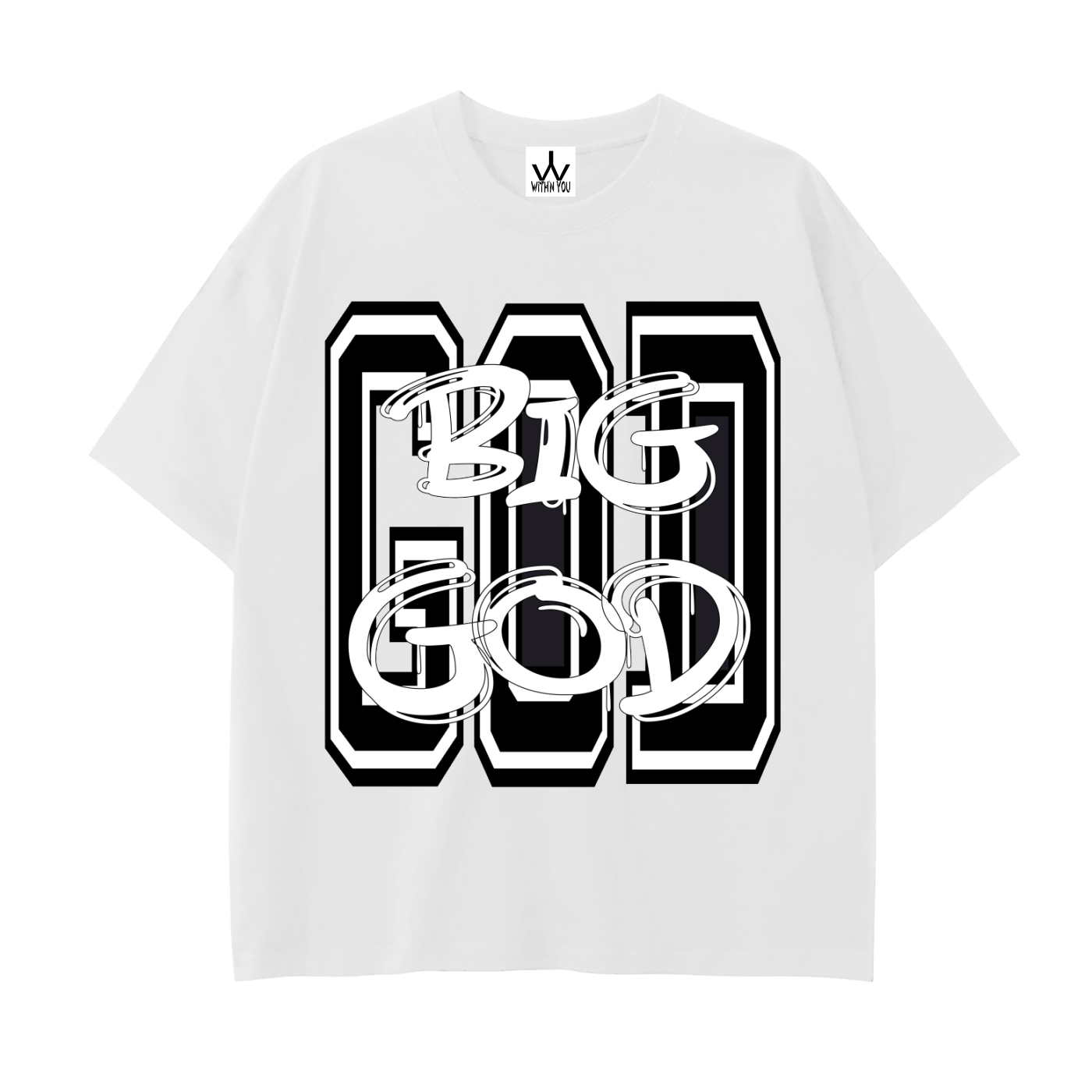 "BIG GOD" - BLACK - Drop Shoulder Cotton T-Shirt