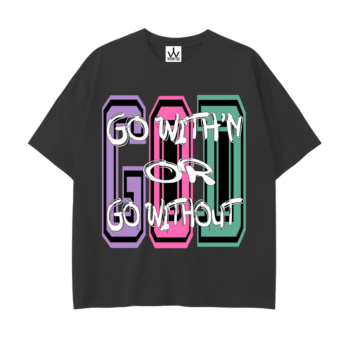 "GO WITH'N" - COLORS 3 - Drop Shoulder Cotton T-Shirt