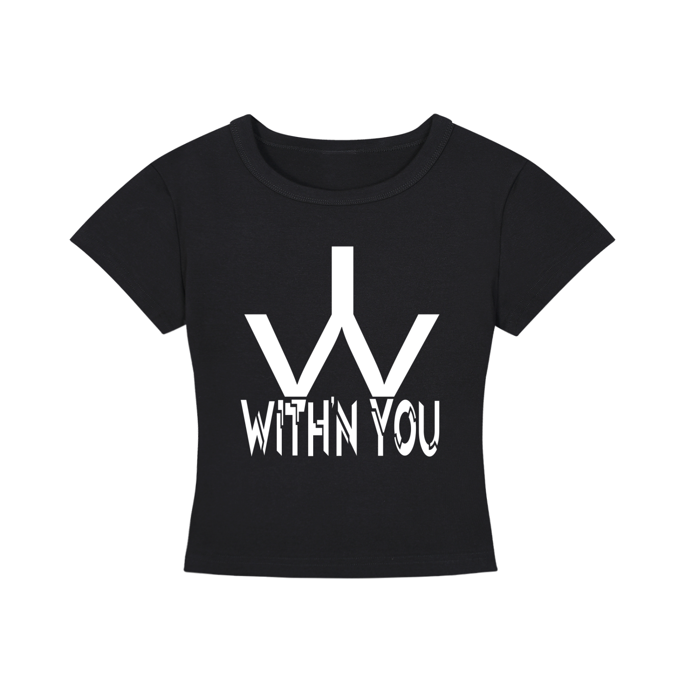 "WITH'N YOU" LOGO - WHITE - Women's Cropped T-Shirt