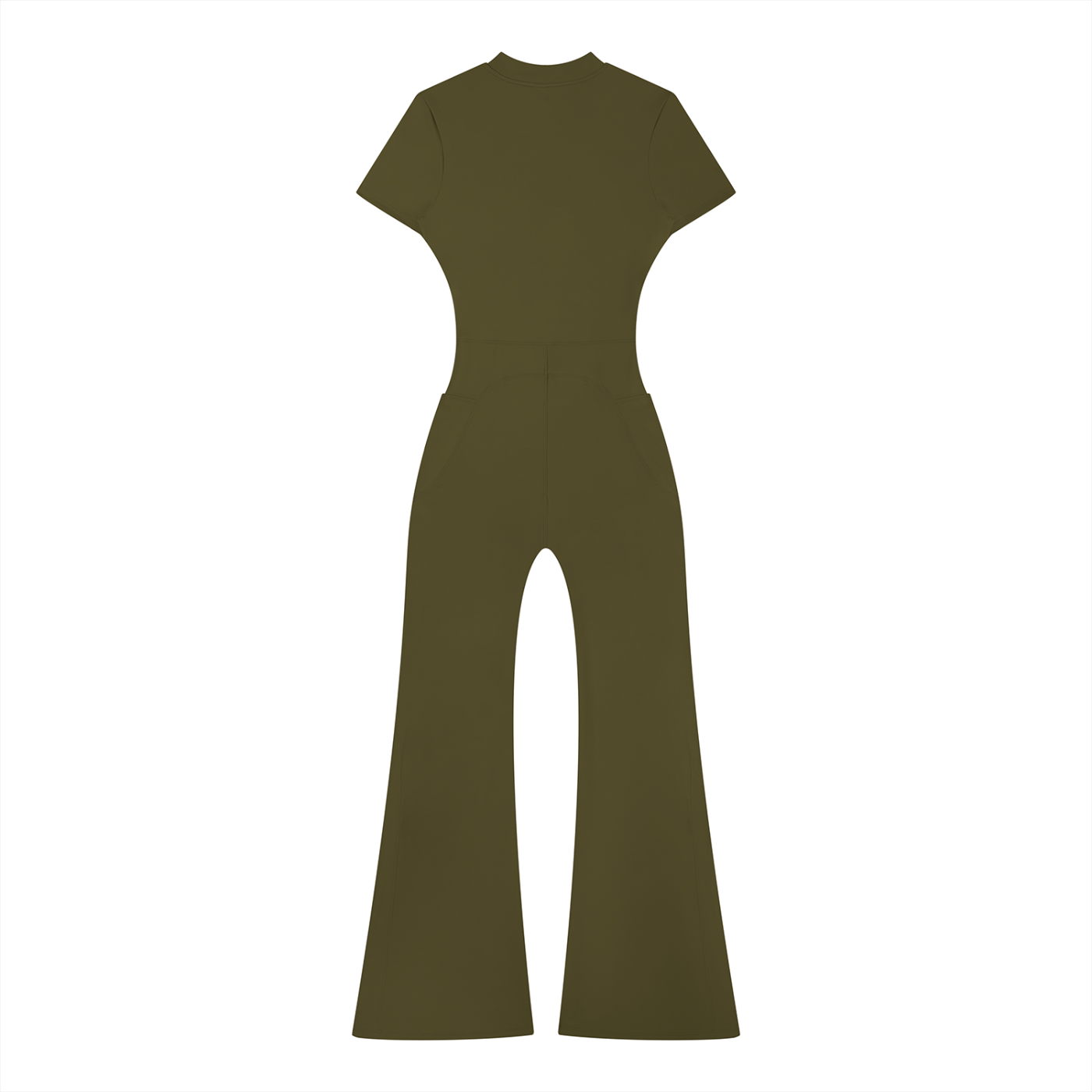 "WITH'N YOU" LOGO - WHITE - Women’s Tight Flared Leg Quarter-Zip Jumpsuit