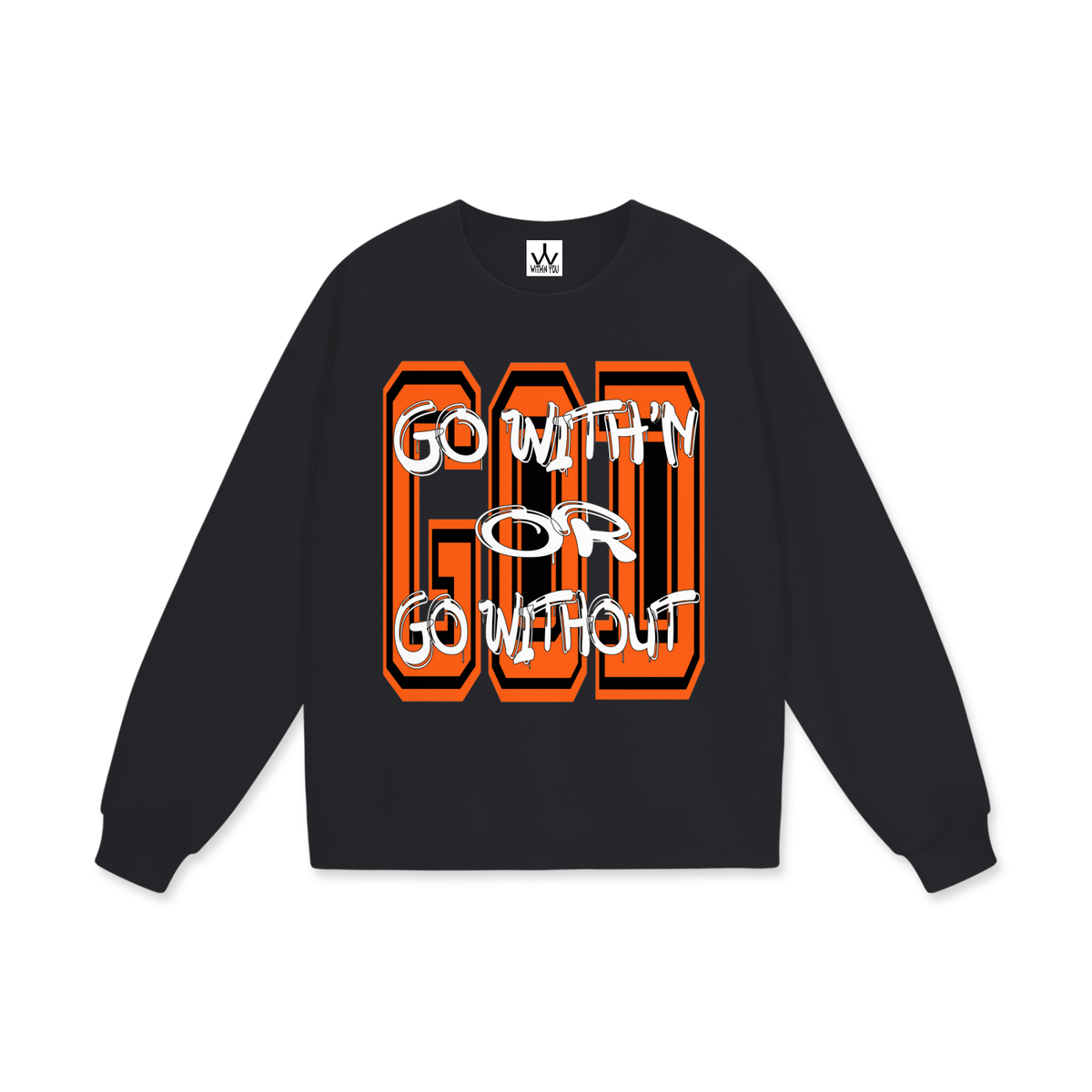 "GO WITH'N" - ORANGE - Heavyweight Drop Shoulder Sweatshirt