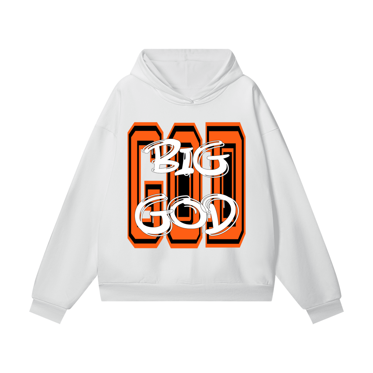 "BIG GOD" - ORANGE - Heavyweight Hidden Pocket Fleece Hoodie