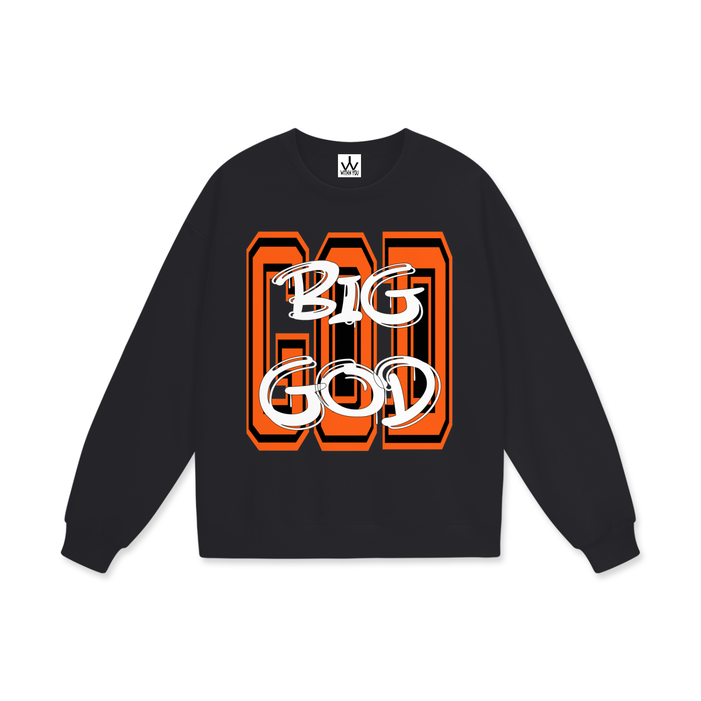 "BIG GOD" - ORANGE - Heavyweight Drop Shoulder Sweatshirt