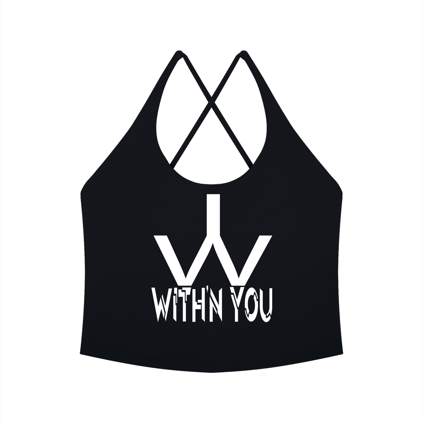 "WITH'N YOU" LOGO - WHITE - Women's Tight Halter Yoga Tank Top