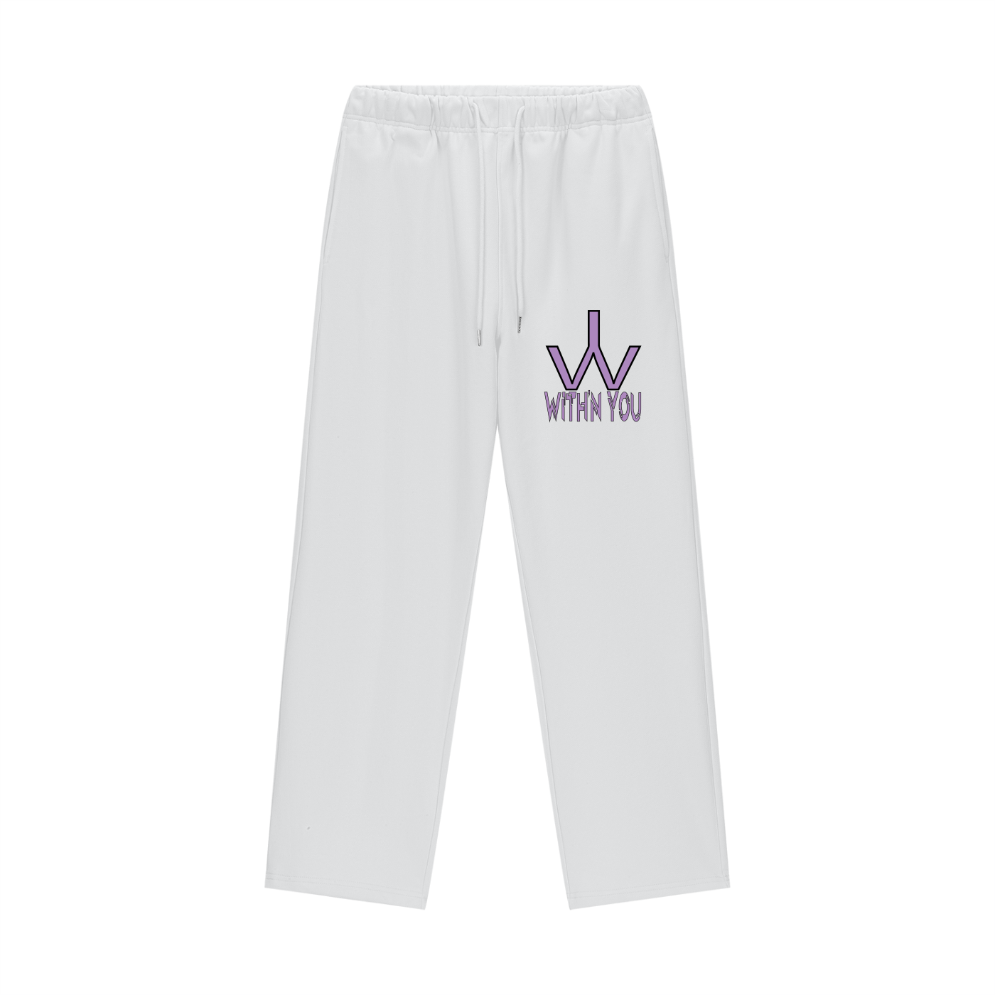 "WITH'N YOU" LOGO - BLACK/PURPLE - Heavyweight Fleece Straight Leg Pants