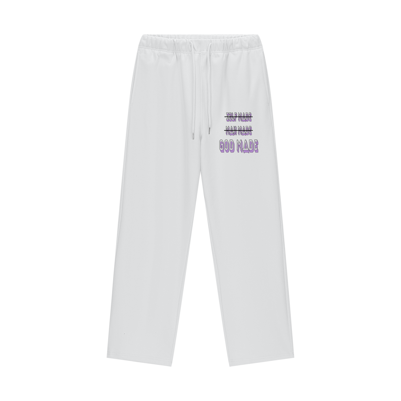 "GOD MADE" - BLACK/PURPLE - Heavyweight Fleece Straight Leg Pants