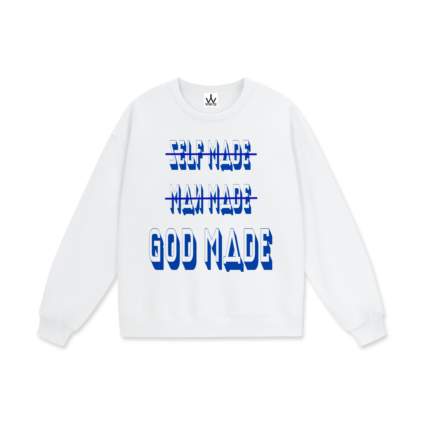 "GOD MADE" - BLUE - Heavyweight Drop Shoulder Sweatshirt