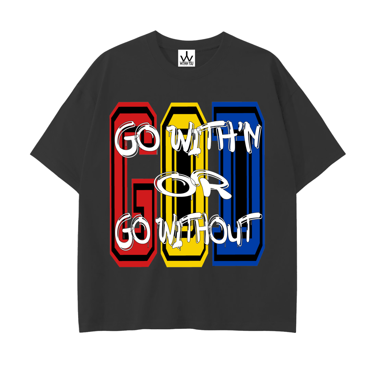 "GO WITH'N" - COLORS 1 - Drop Shoulder Cotton T-Shirt