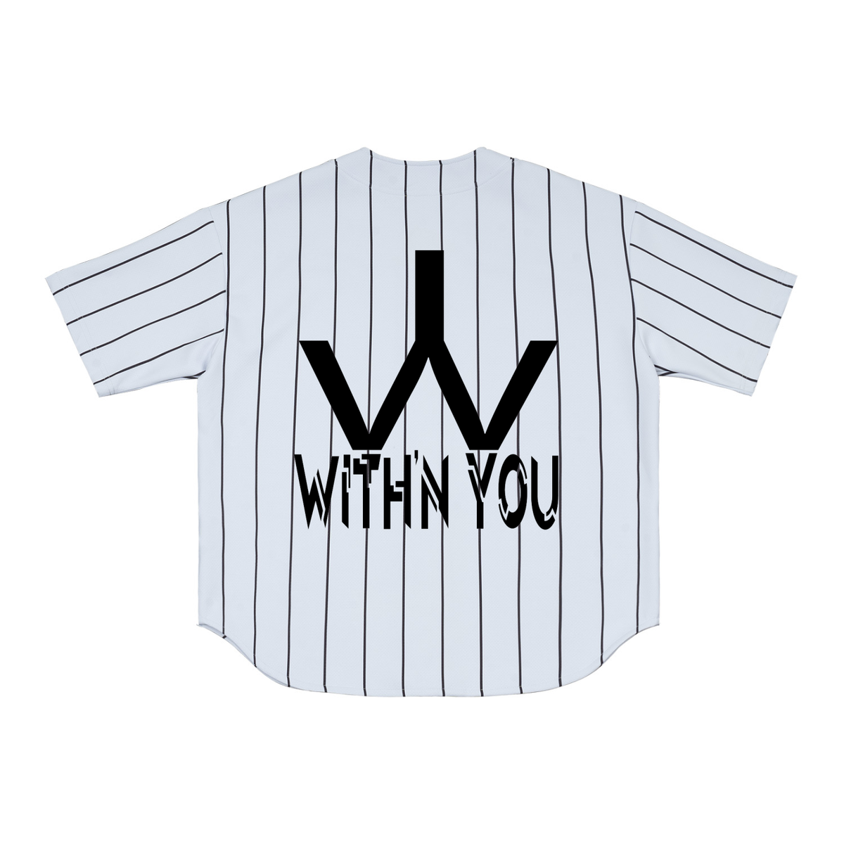 "WITH YOU" LOGO - WHITE - Pinstripe Baseball Jersey