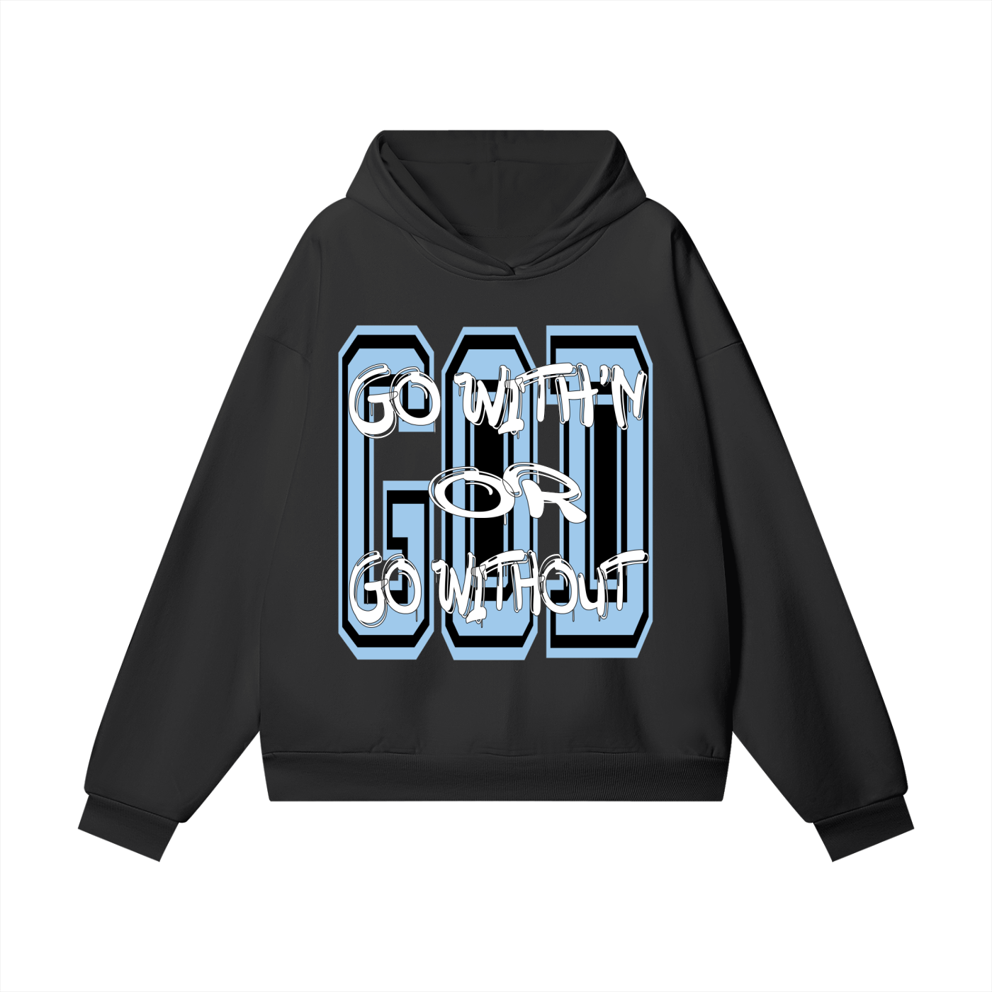 "GO WITH'N" - CAROLINA BLUE - Heavyweight Hidden Pocket Fleece Hoodie