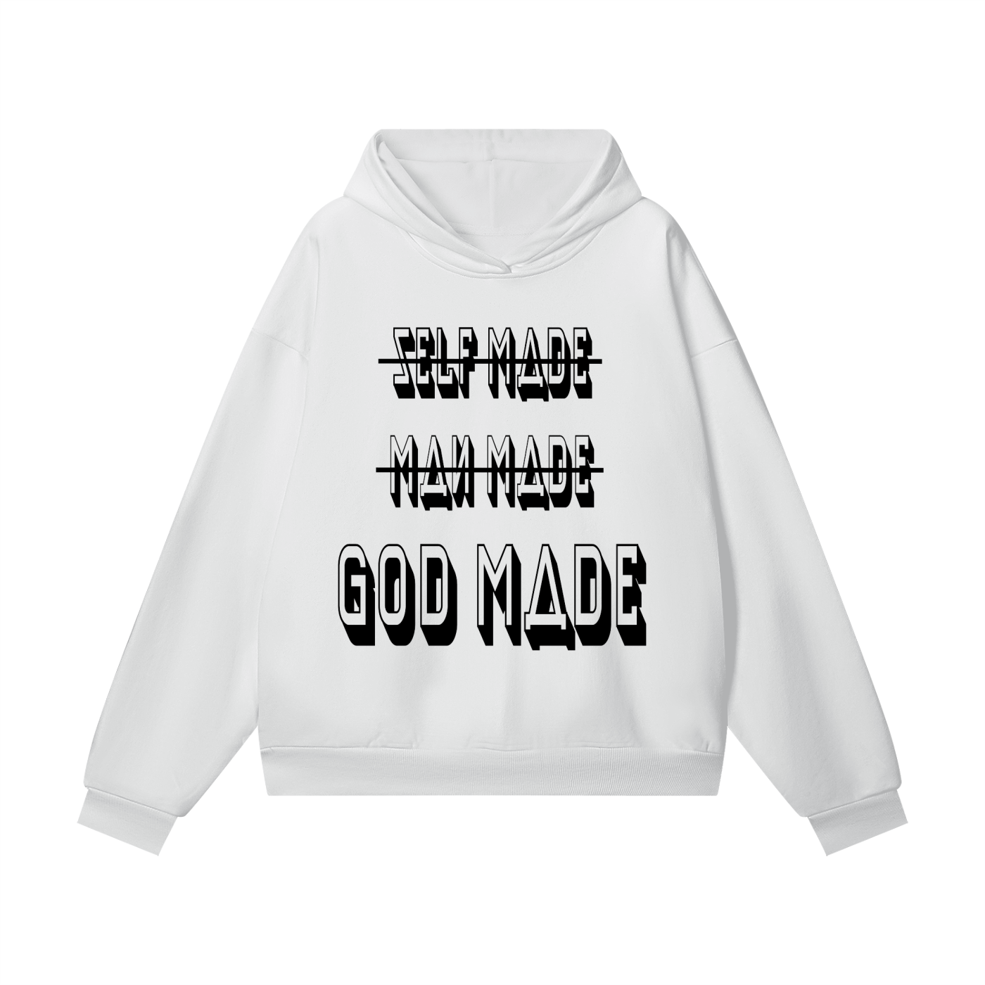 "GOD MADE" - BLACK - Heavyweight Hidden Pocket Fleece Hoodie