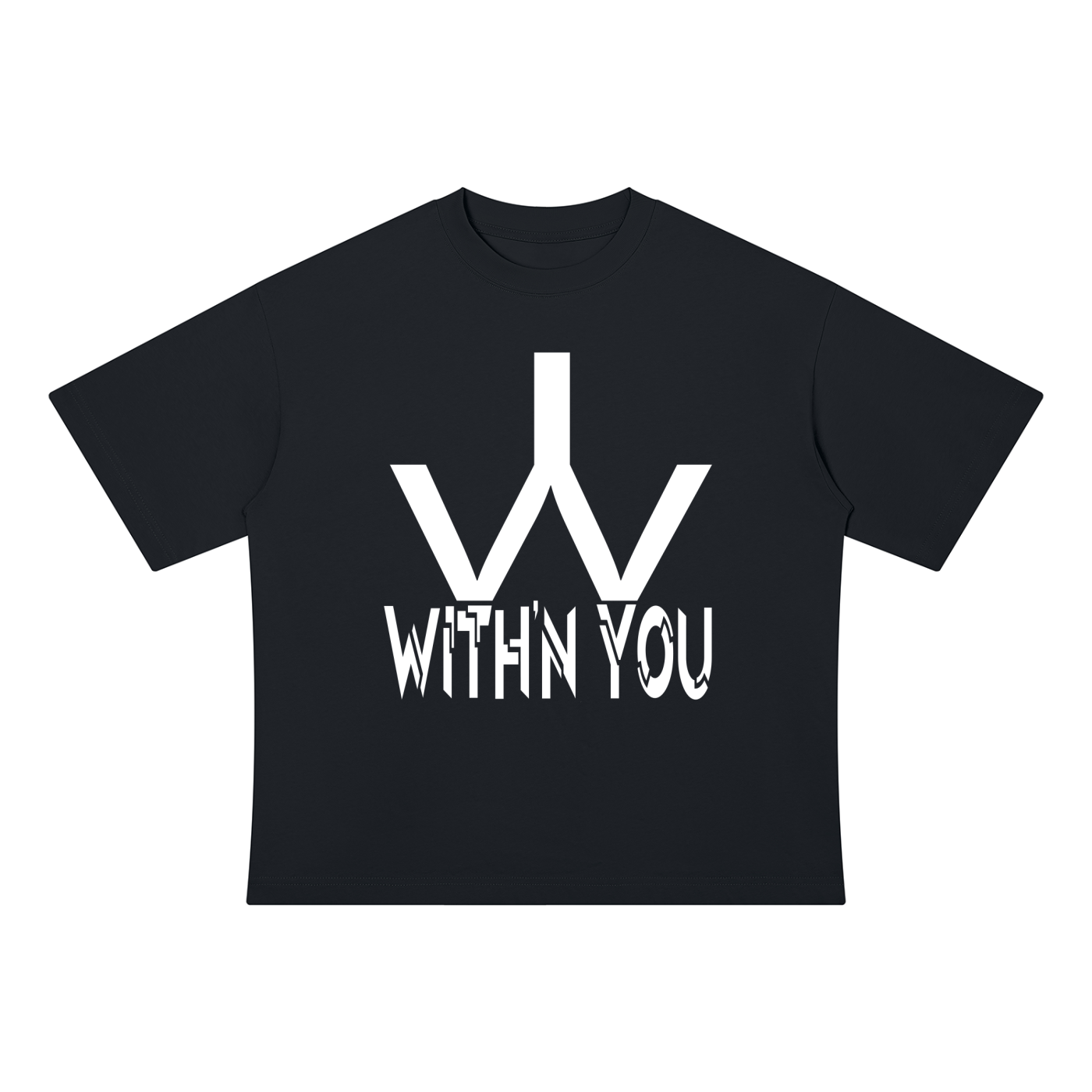 "WITH'N YOU" LOGO - WHITE - Unisex Drop Shoulder Cotton T-Shirt