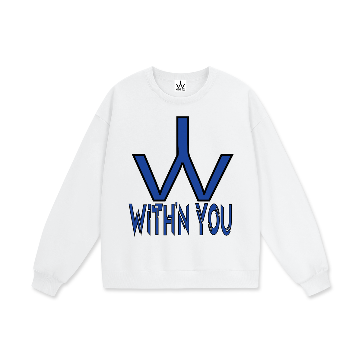 "WITH'N YOU" LOGO - BLACK/BLUE - Heavyweight Drop Shoulder Sweatshirt