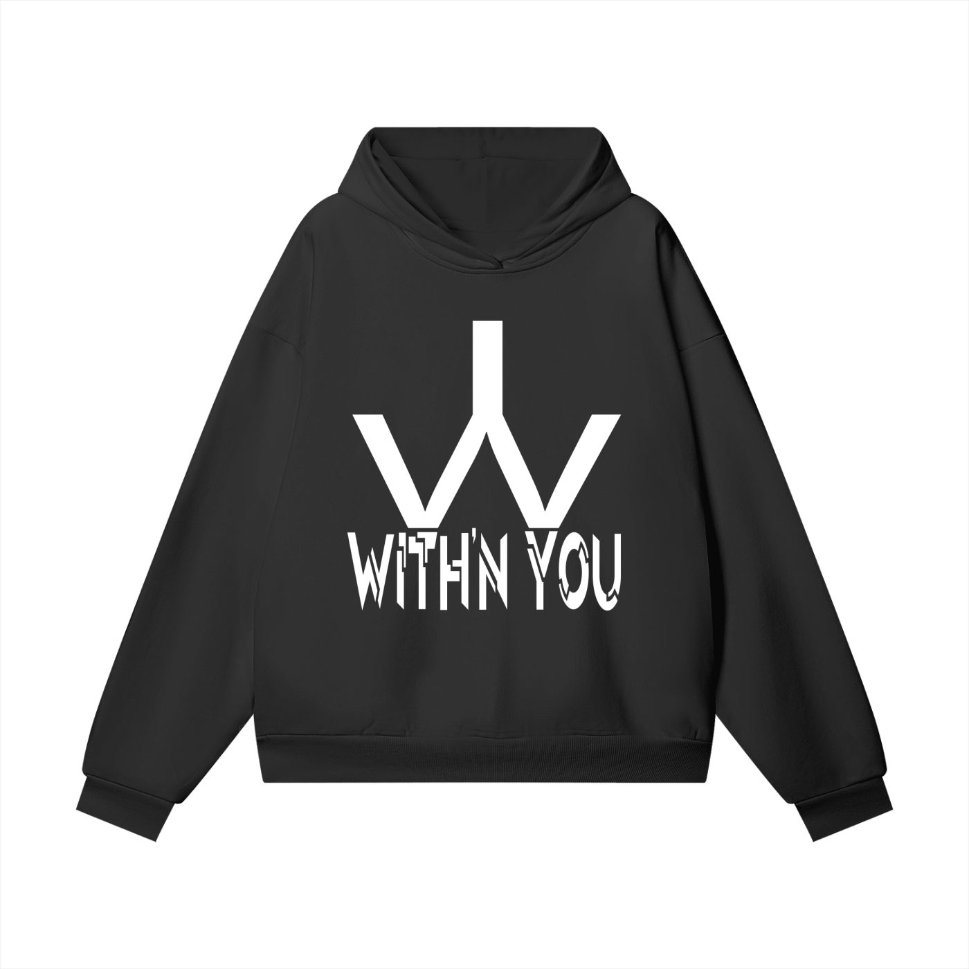 "WITH'N YOU" LOGO - WHITE - Heavyweight Hidden Pocket Fleece Hoodie