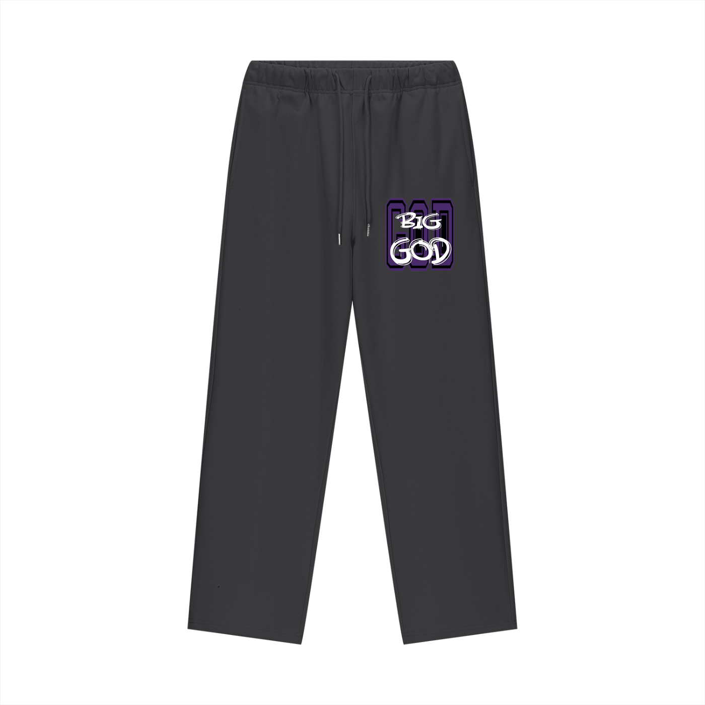 "BIG GOD" - BLACK/PURPLE - Heavyweight Fleece Straight Leg Pants