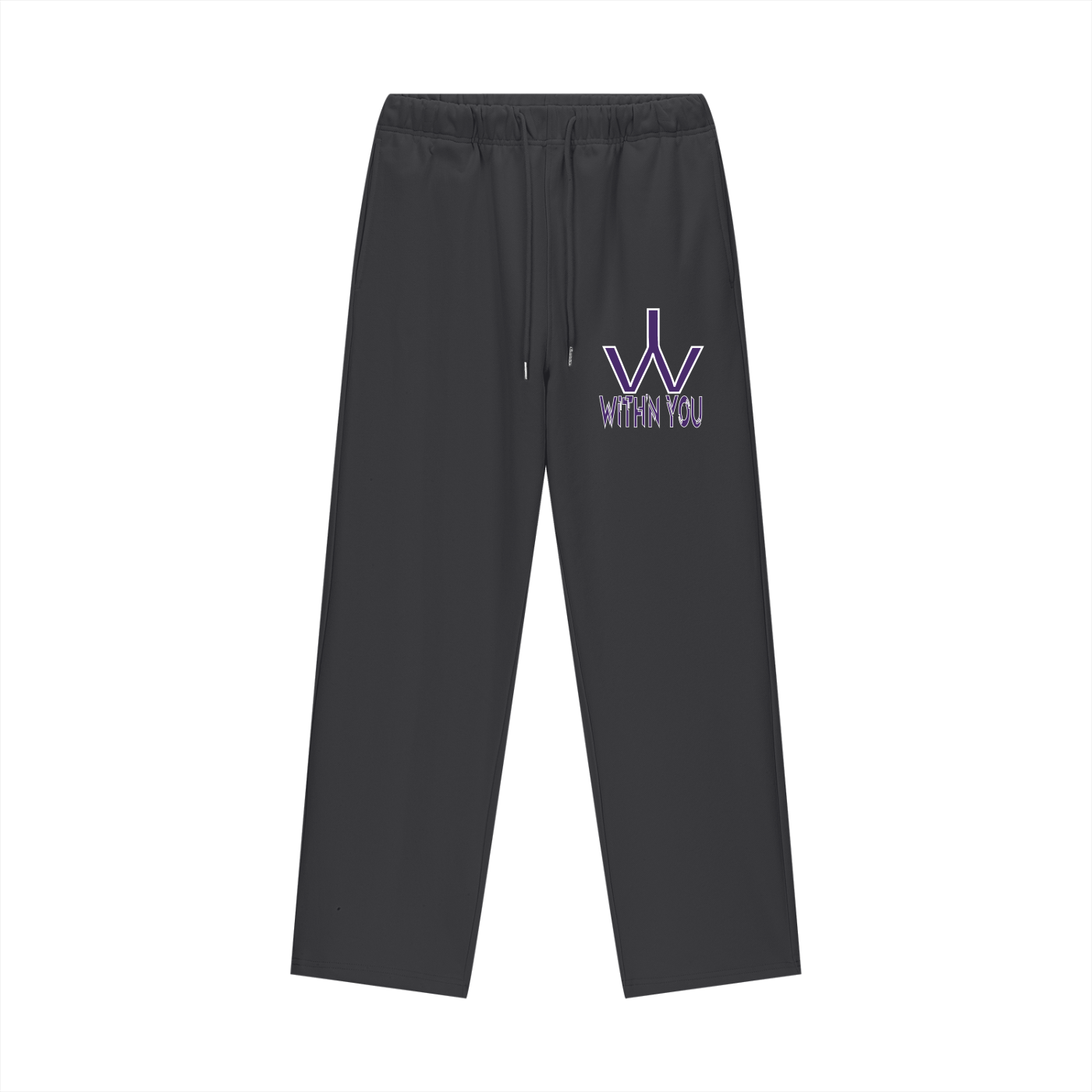 "WITH'N YOU" LOGO - WHITE/PURPLE - Heavyweight Fleece Straight Leg Pants