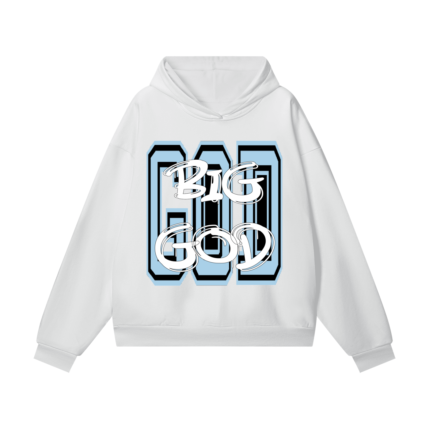 "BIG GOD" - CAROLINA BLUE - Heavyweight Hidden Pocket Fleece Hoodie