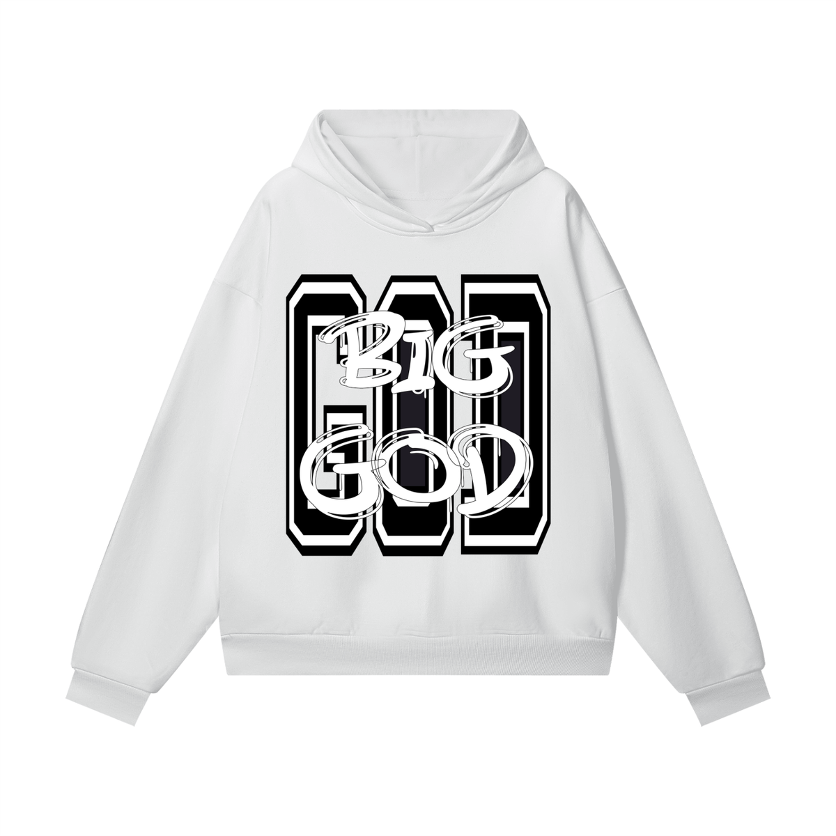 "BIG GOD" - BLACK - Heavyweight Hidden Pocket Fleece Hoodie