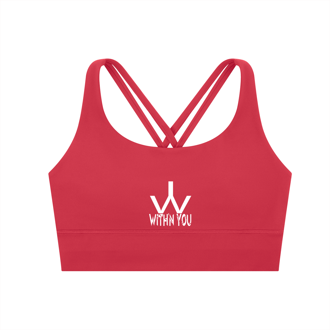 "WITH'N YOU" LOGO - WHITE - Strappy Criss-Cross Sports Bra