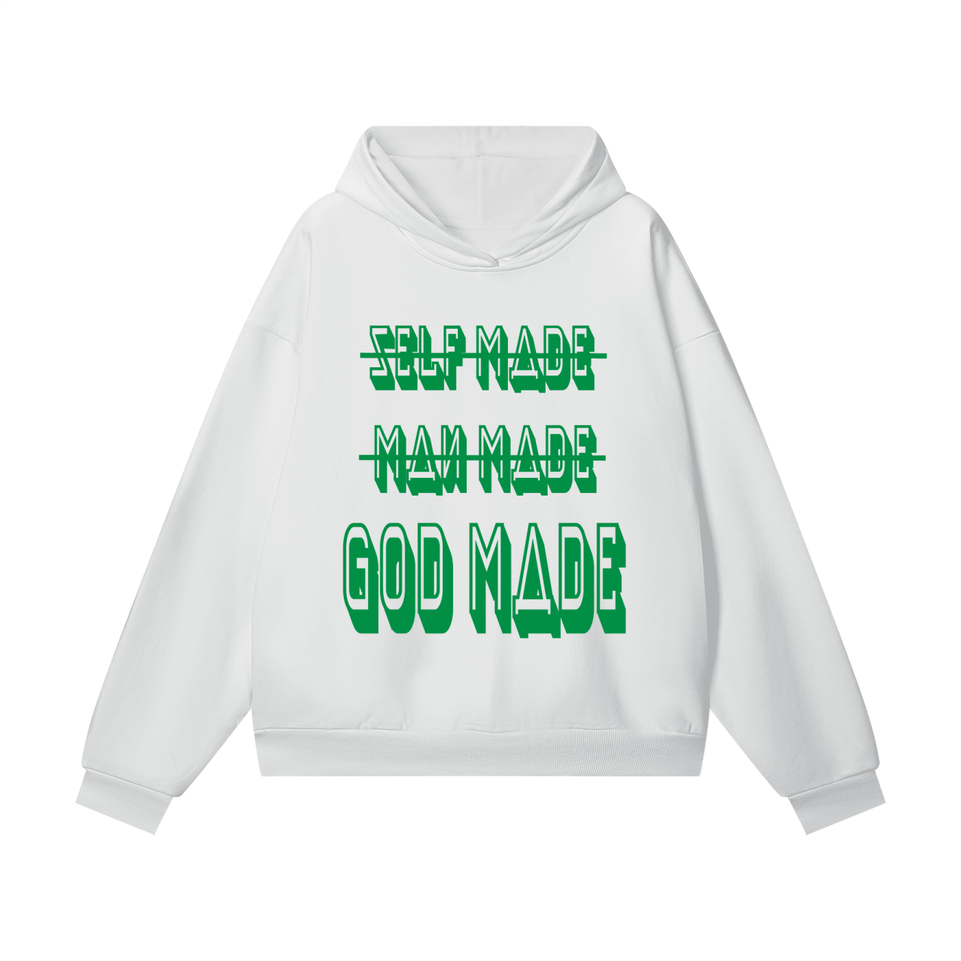 "GOD MADE" - GREEN - Heavyweight Hidden Pocket Fleece Hoodie