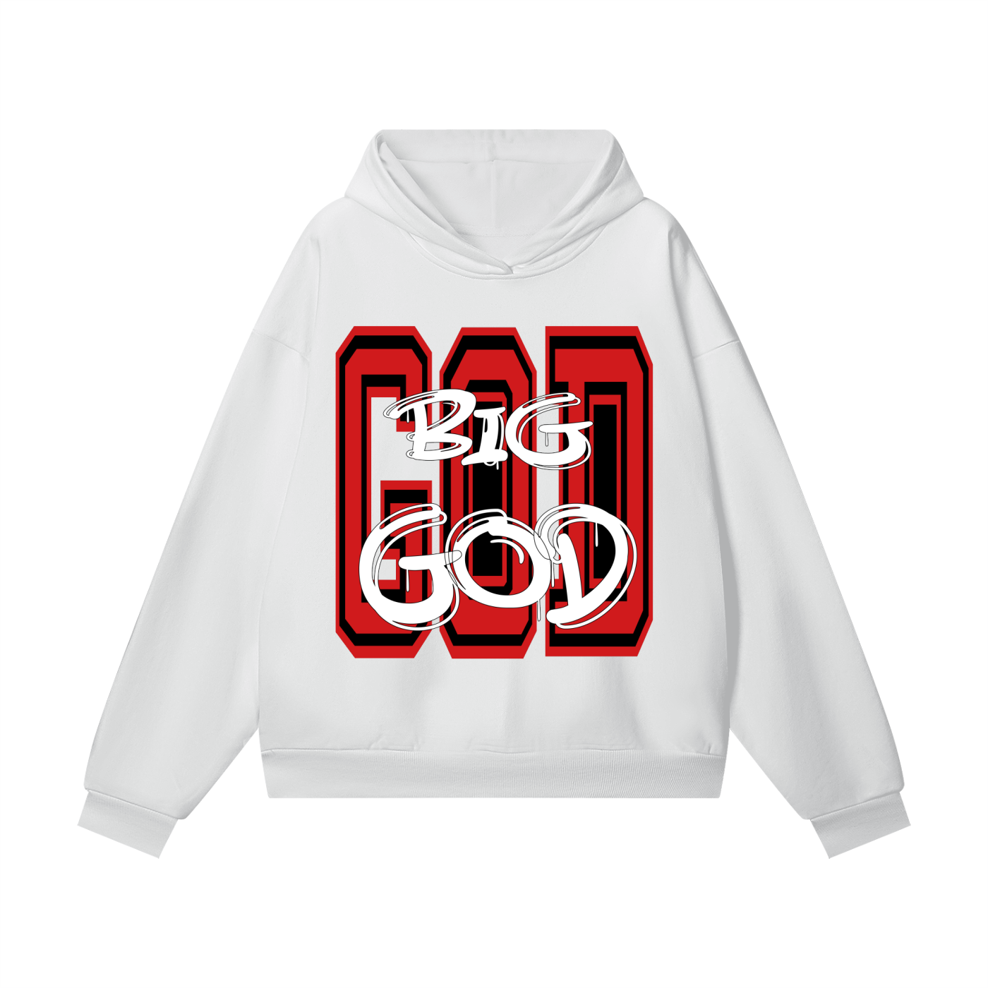 "BIG GOD" - RED - Heavyweight Hidden Pocket Fleece Hoodie