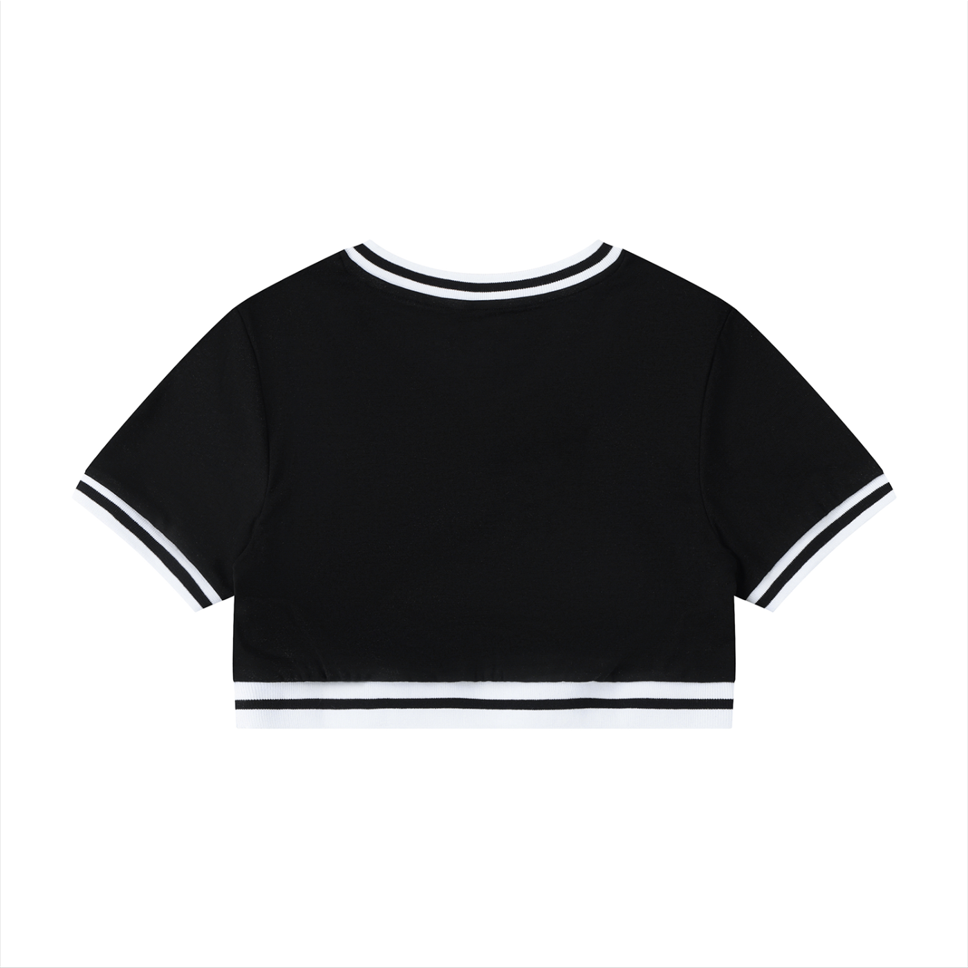 "WITH'N YOU" LOGO - WHITE -Women's Color Block V-Neck Crop T-Shirt