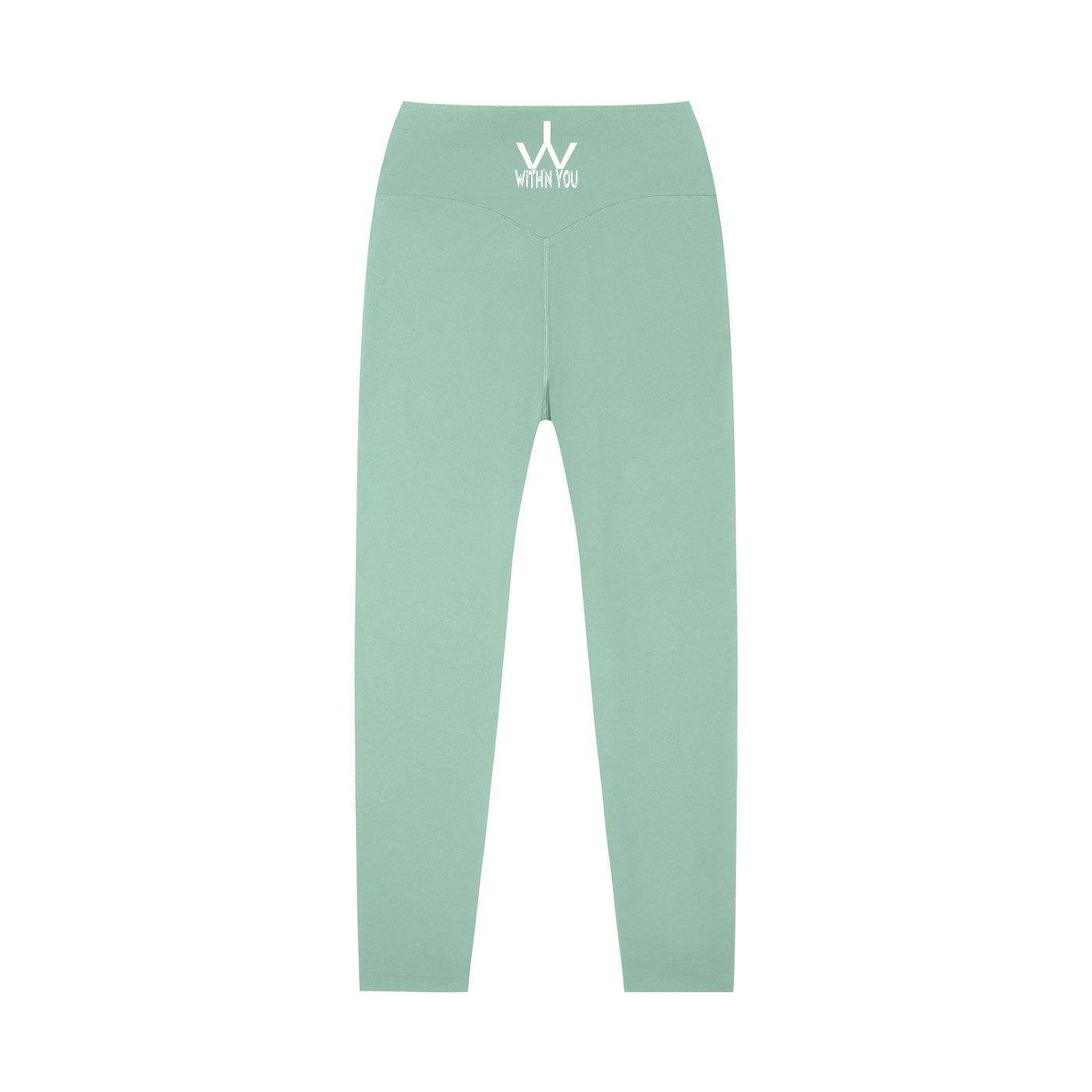 "WITH'N YOU" LOGO - WHITE - High-Waisted Yoga Leggings
