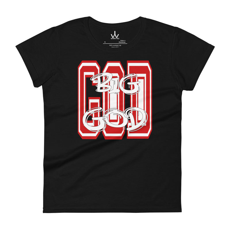 "BIG GOD" - Red & White - Women's short sleeve t-shirt