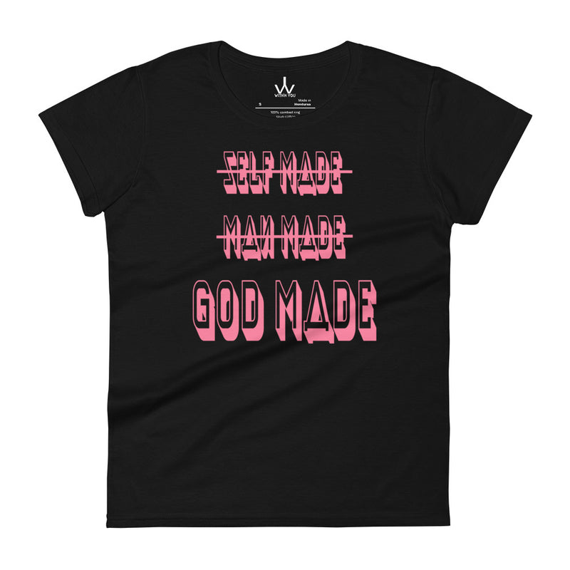 "GOD MADE" - Pink - Women's short sleeve t-shirt