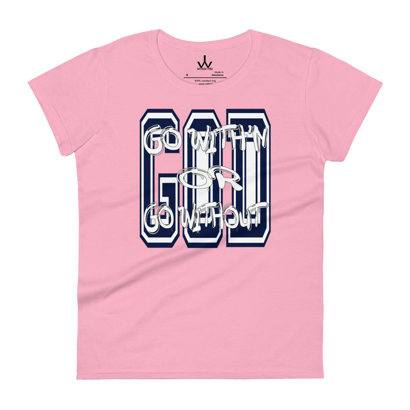 "GO WITH'N" - Navy & White -Women's short sleeve t-shirt