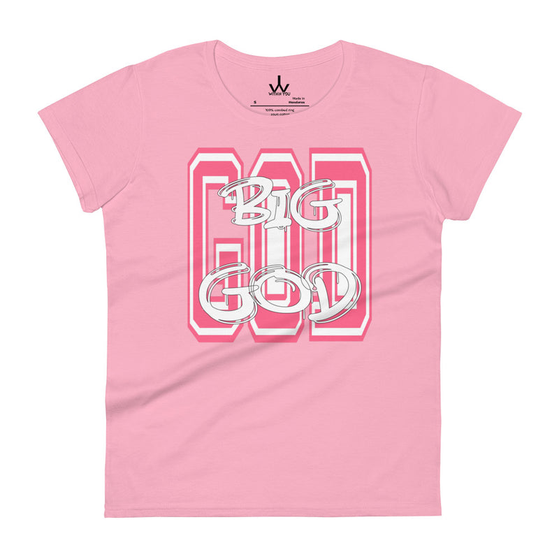 BIG GOD - Pink & White - Women's short sleeve t-shirt