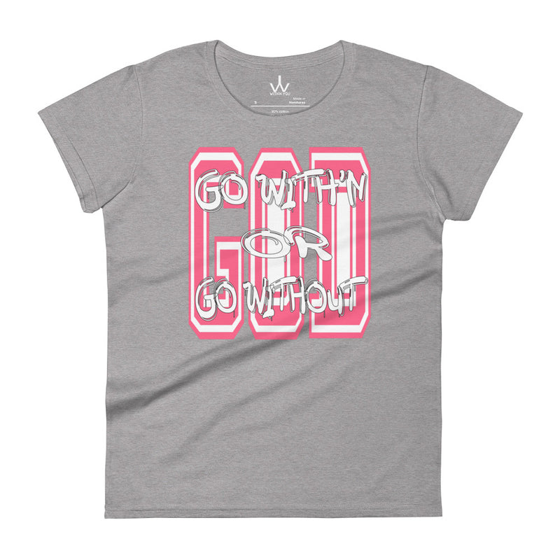 "GO WITH'N" - Pink & White - Women's short sleeve t-shirt