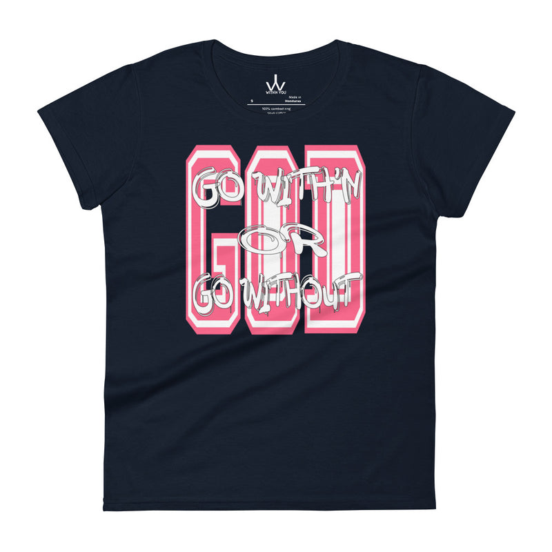 "GO WITH'N" - Pink & White - Women's short sleeve t-shirt