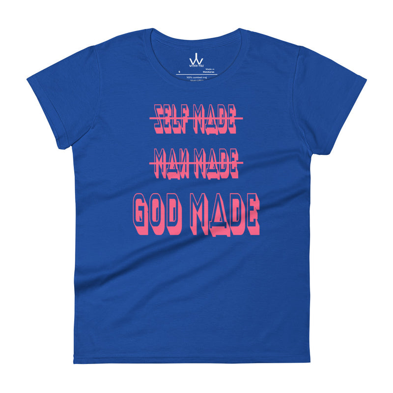 "GOD MADE" - Pink - Women's short sleeve t-shirt